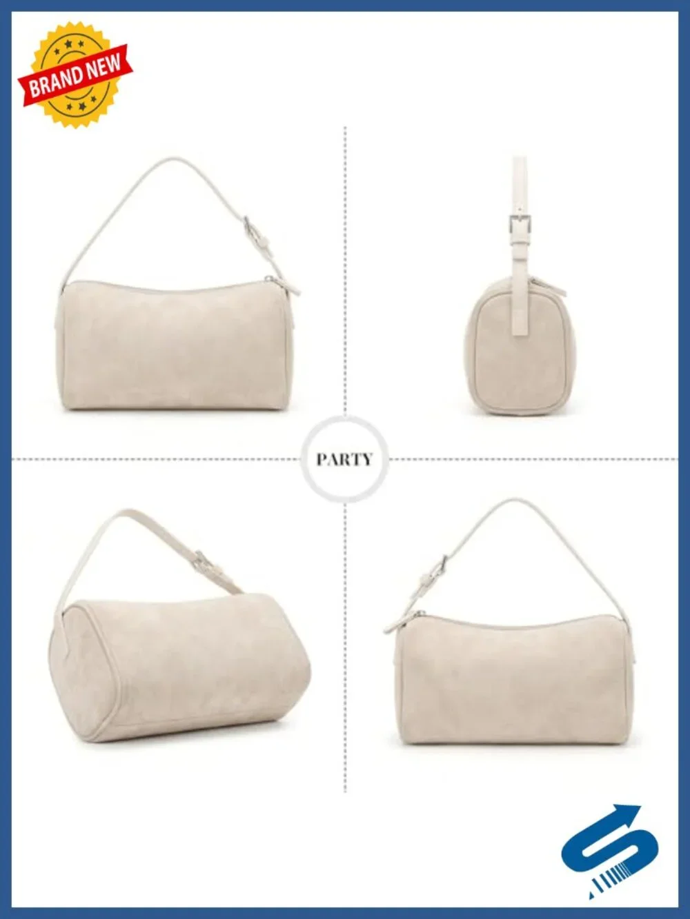 Vegan Leather Mini Purse With Adjustable Strap Barrel Hobo Crossbody